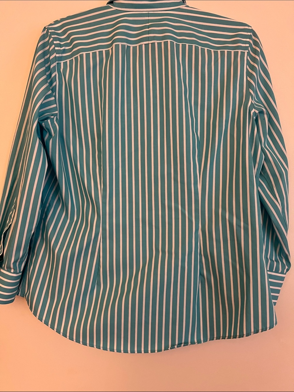 Ralph Lauren Teal and White Vertical Stripe Shirt - Picture 4 of 7